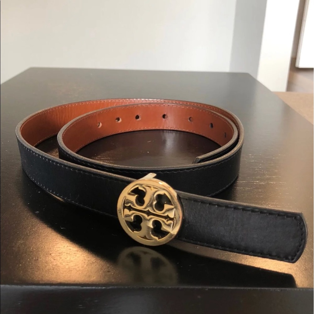 Tory Burch classic reversible belt black/tan
